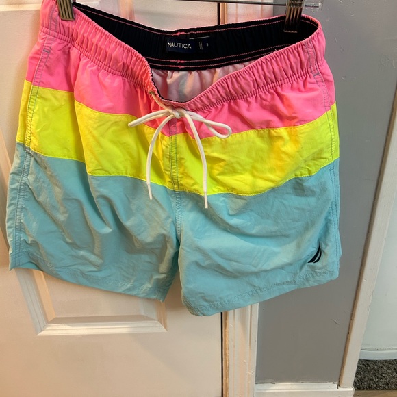 Nautica Pink, Yellow, and Blue Swim Shorts - Picture 1 of 5